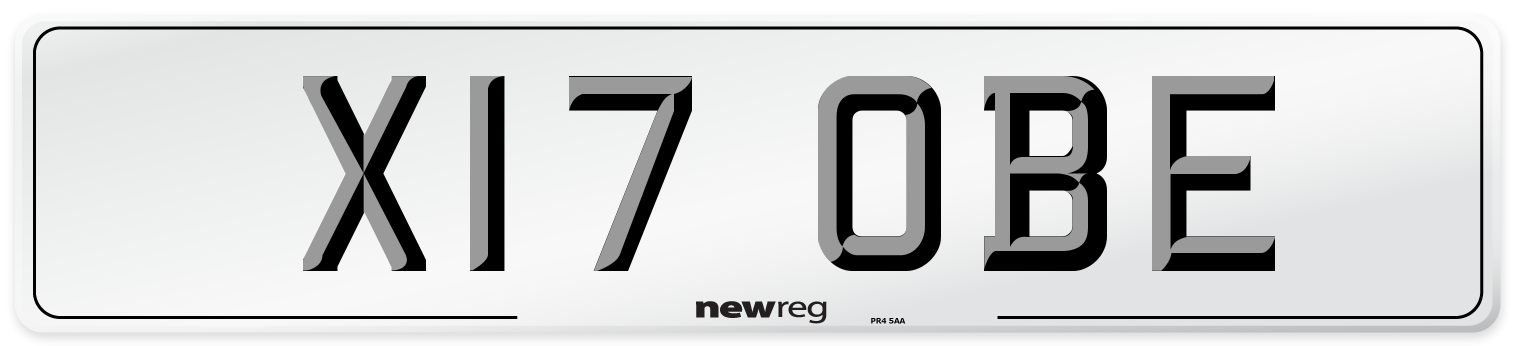 X17 OBE Number Plate from New Reg